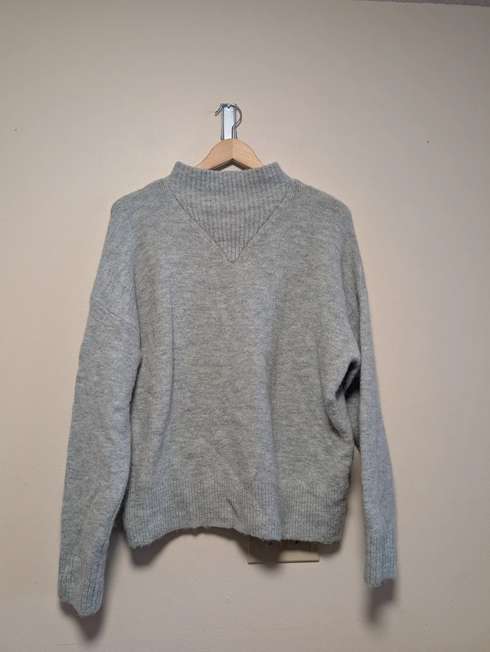 Madewell Mock Neck Sweater Soft Knit Blue Gray Size L